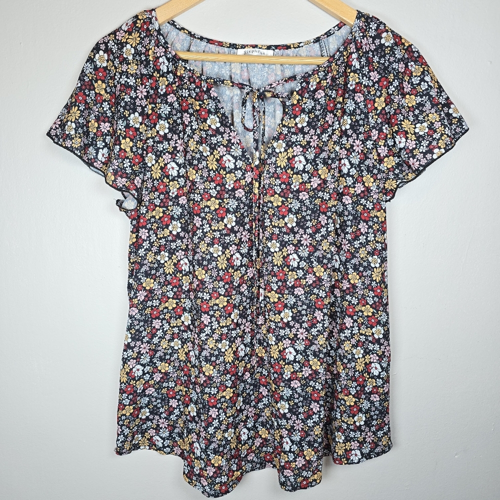 Simple Fun Women's Floral Bloomcore Ditsy Print Top Short Sleeve Fairy Fun Chic